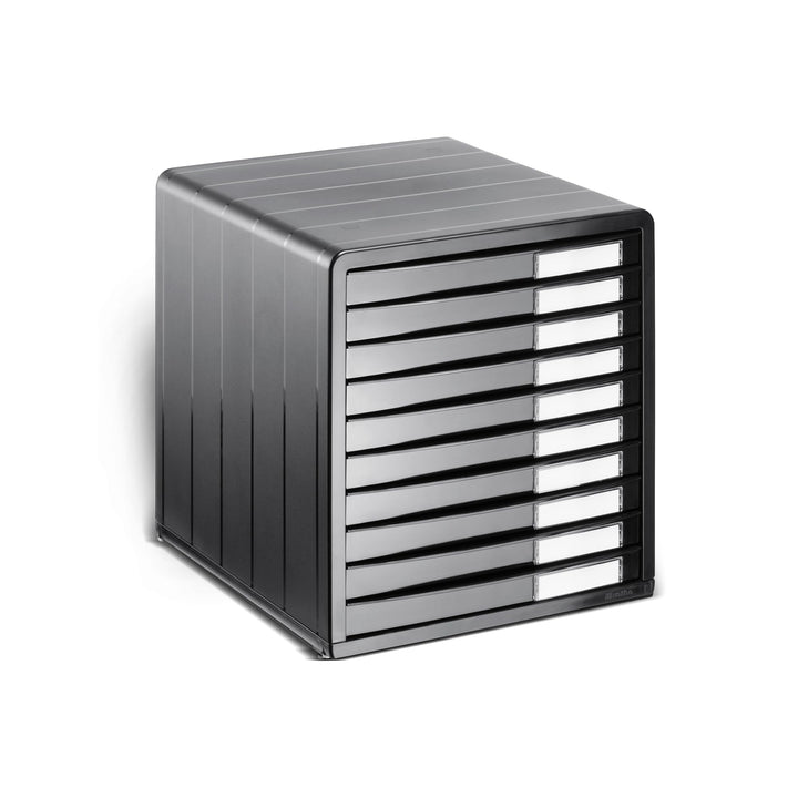 Rotho Timeless Schubladenbox / Bürobox mit 10 Schüben, Kunststoff (PS) BPA-frei, anthrazit, (34.5 x