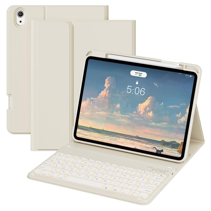 Hülle mit Tastatur für iPad A16 11 Generation 2025/10 Generation 2022 (11/10.9 Zoll) 7 Farben Beleuc