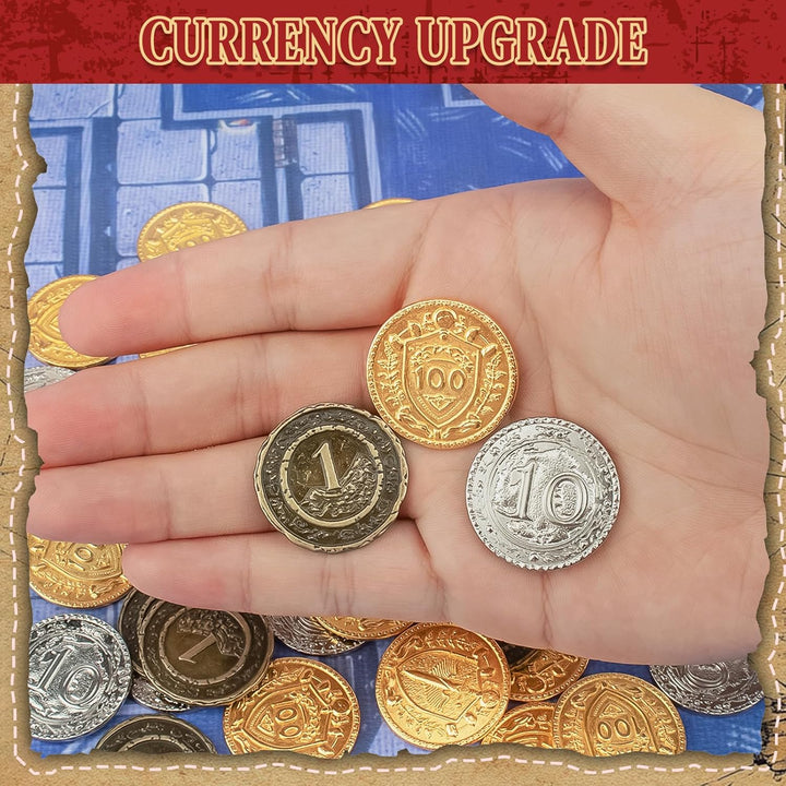 Byhoo 50 PCS Metall DND Münzen, 1,2“ Gold Silber Kupfer Token mit Nennwert für Brettspiel und Tablet