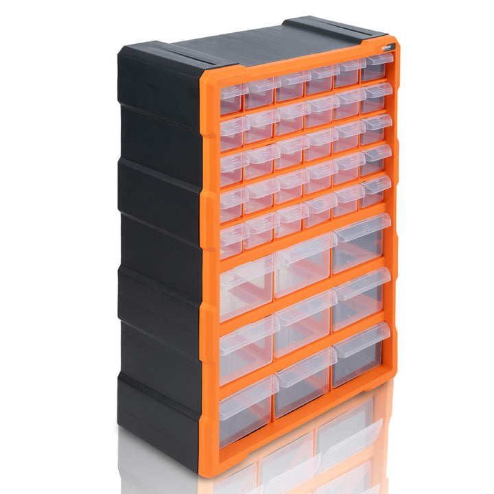 KENDO Kleinteilemagazin Schubladen - Sortierboxen für Kleinteile mit 39 Schubladen - Masse: 49.5 x 3