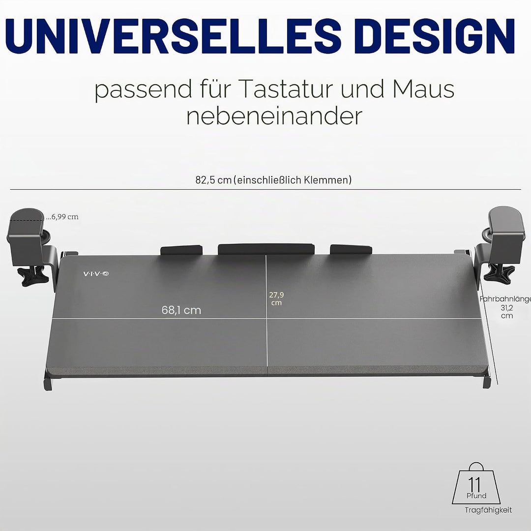 VIVO Large Keyboard Tray Under Desk Pull Out with Extra Sturdy C Clamp Mount System, 27 (33 Includin