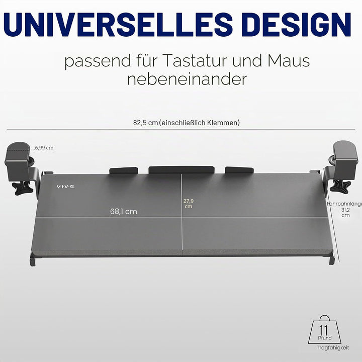 VIVO Large Keyboard Tray Under Desk Pull Out with Extra Sturdy C Clamp Mount System, 27 (33 Includin