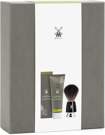 MÜHLE Starterset - Rasierpinsel Rytmo Black Fibre und Rasiercreme Aloe Vera