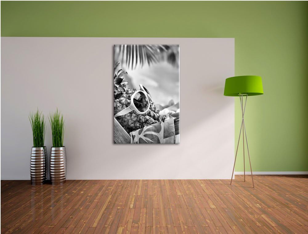 Pixxprint Ananas Macht Urlaub als Leinwandbild | Grösse: 100x70 | Wandbild| Kunstdruck | fertig besp