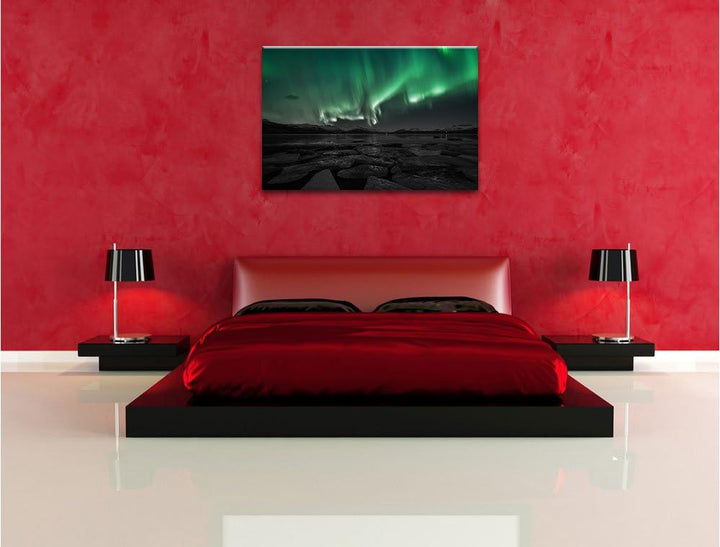 Pixxprint Polarlicht am Himmel als Leinwandbild/Grösse: 100x70 / Wandbild/Kunstdruck/fertig bespannt