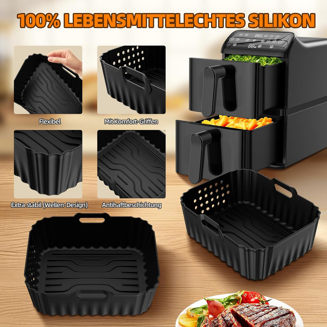 Airfryer Zubehör für Philips 4000 Serie 10L, Silikonform Zubehör für Philips Stacked Dual Basket NA4