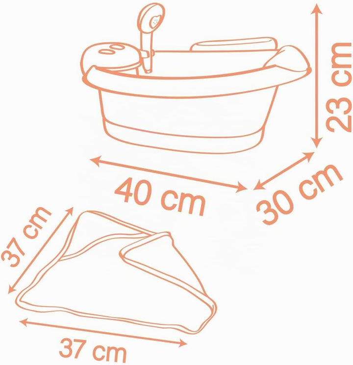 Smoby – Baby Nurse Puppen-Badewanne – Elektronisches Spielmodul mit Wasserstrahlen, LED-Licht, Blase