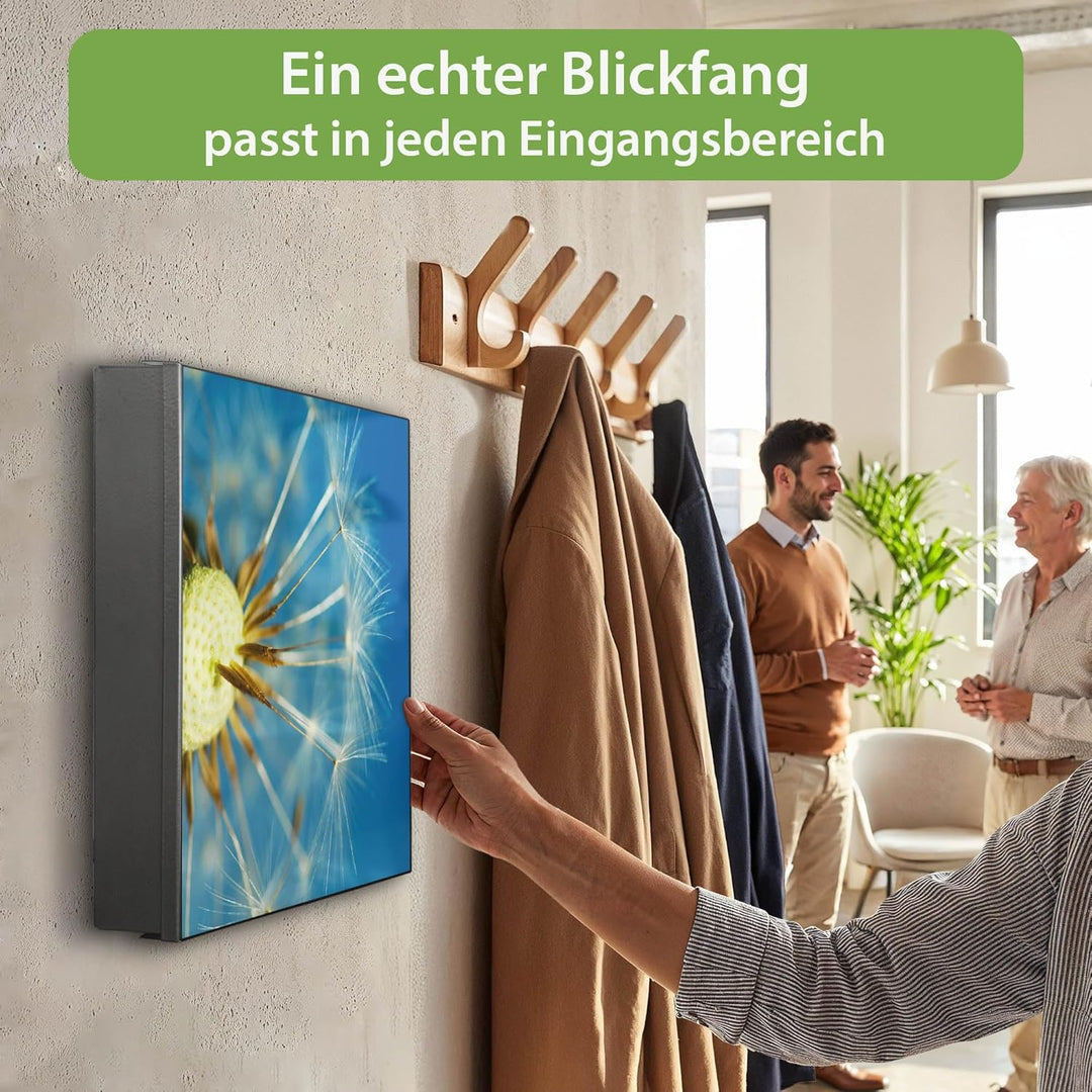 banjado Grosser Schlüsselkasten Metall - Schlüsselbox 30x30cm mit 32 Haken - Schlüsselkasten modern