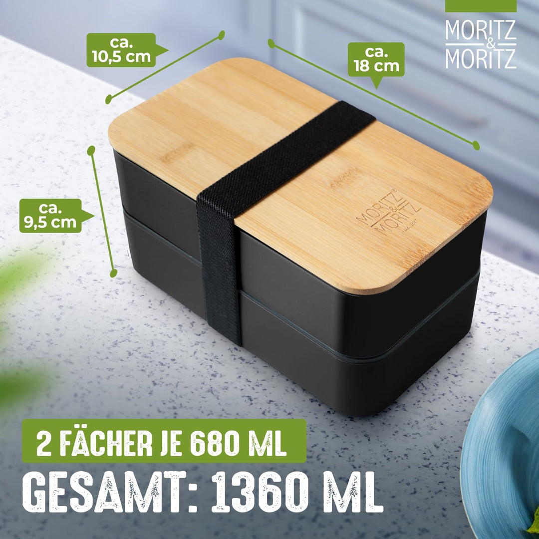 Moritz & Moritz 2er Set Bento Box Japanisch - Perfekte Lunchbox für Erwachsene und Kinder - Brotdose