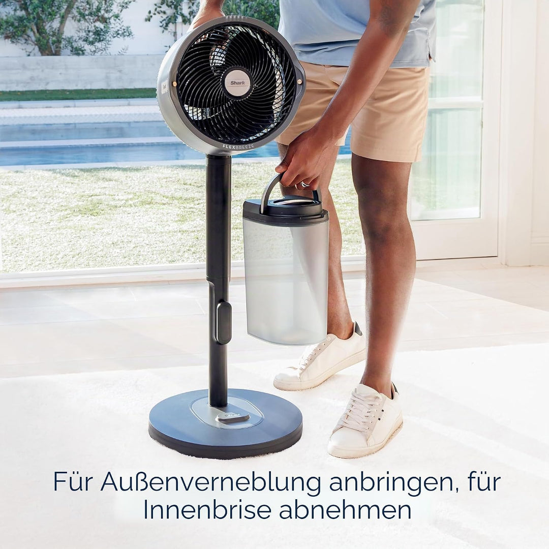 Shark FlexBreeze Pro Nebelventilator – Indoor & Outdoor, Integriertes Nebel, Sockel auf Tischplatte,