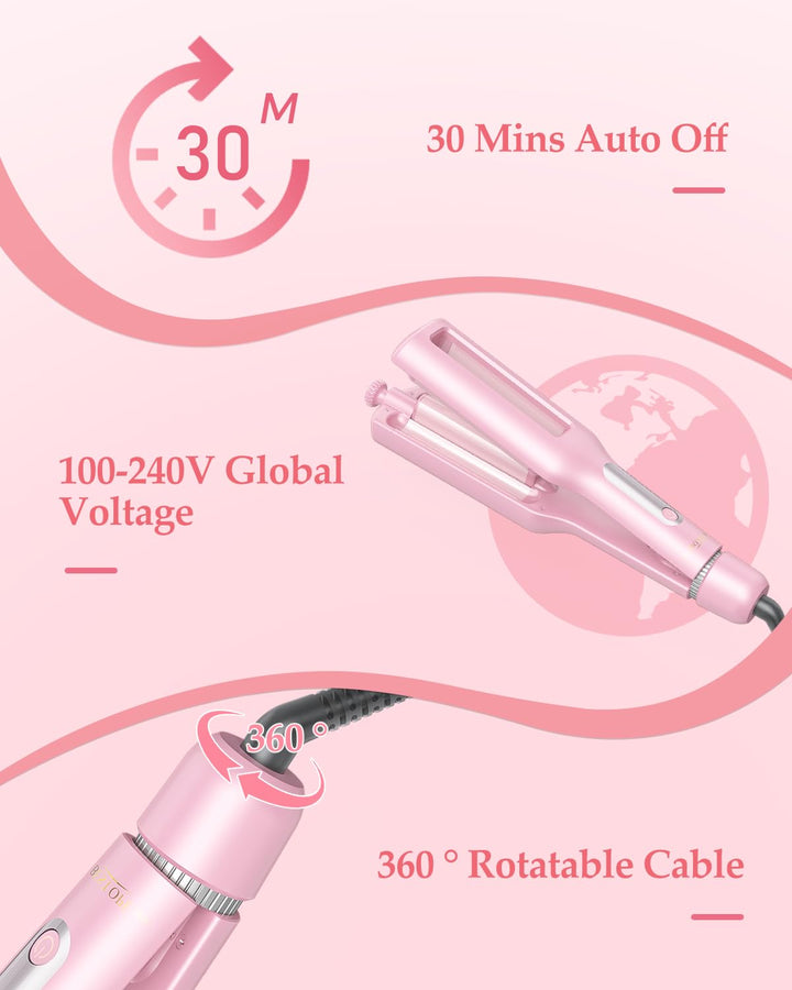 4 In 1 Einstellbar Welleneisen für Haare - 22/25/32/38mm Lockenstab für Beach Waves/Natürlich Wellen
