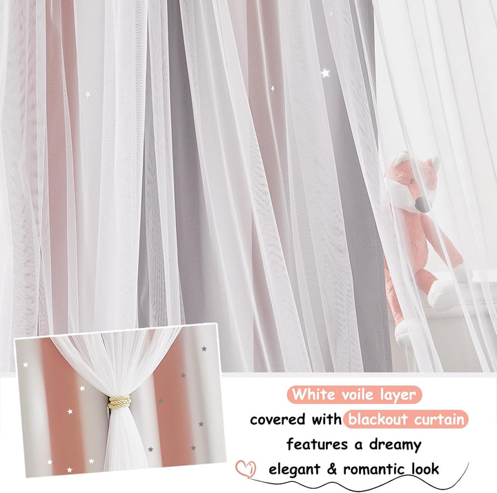 NICETOWN Kinderzimmer Vorhang Mädchen Gardinen mit Kräuselband 2er Set H 240 x B 132 cm Kindervorhän