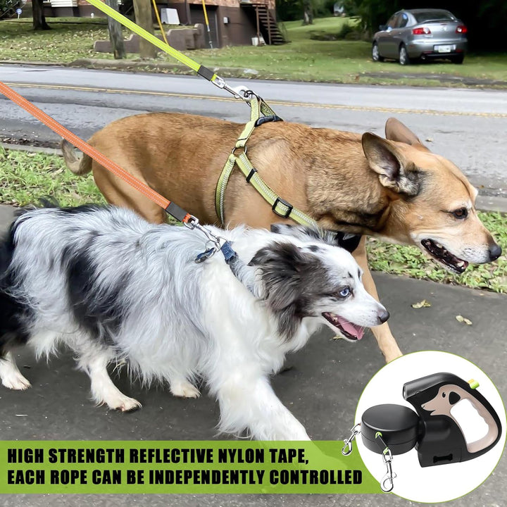 Doppelte Einziehbare Hundeleine, Rollleine Mit Led Licht, Ausziehbare Doppel Hundeleine Für 2 Hunde,