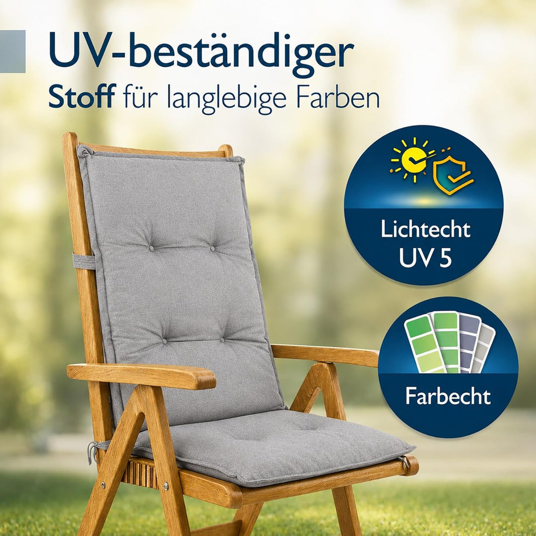 Hochlehner Auflagen 2er Set 120x50x5,5cm Anthrazit Grau Sitzpolster Komfort | BURI Gartenstuhlauflag