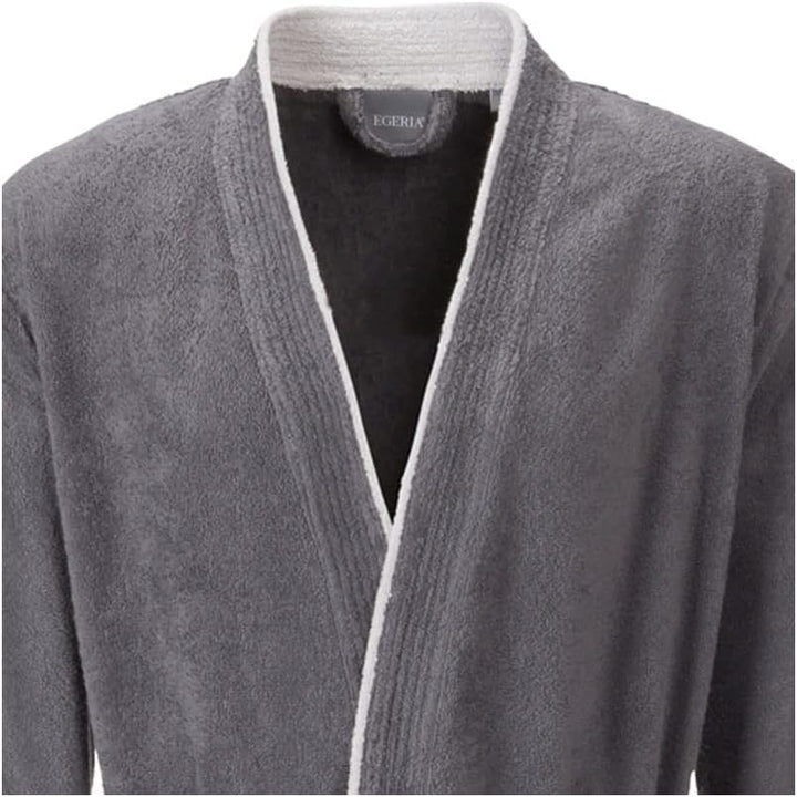 Egeria Nico graphit Herren Kimono Bademantel L 100% Baumwolle