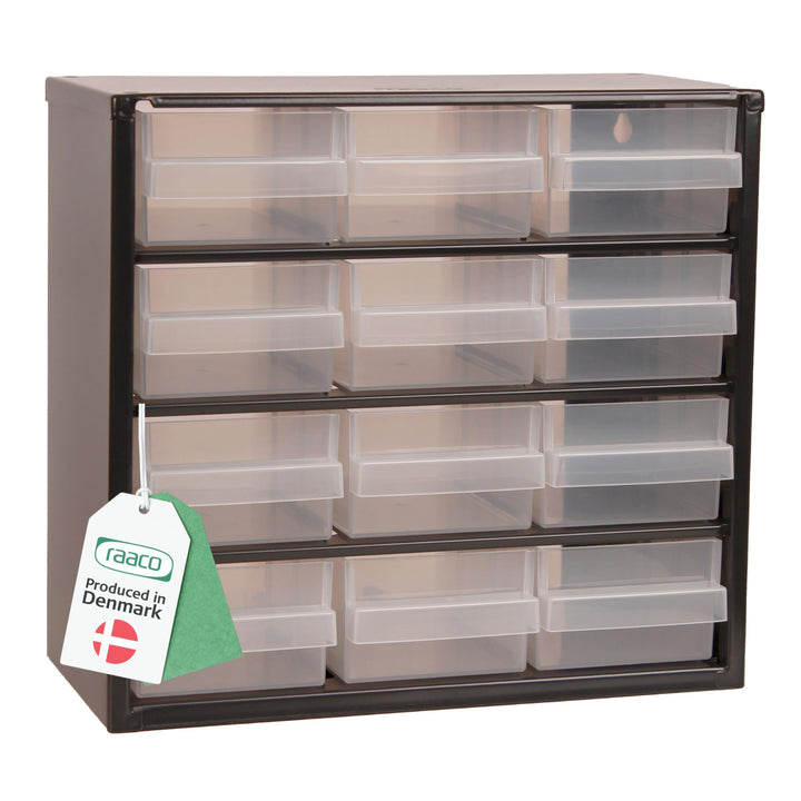 Raaco Kleinteilemagazin C6-12, 13 kg Last, 15 x 30,6 x 28,3 cm, 12 Schubladen, beschichteter Stahl,