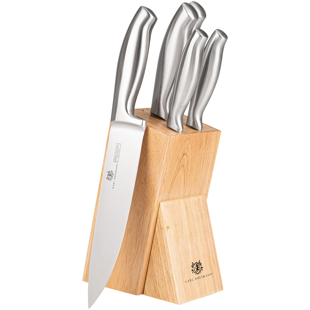 Messerset mit Messerblock - 6 Teilig Küchenmesser Set mit Block - Kitchen Knife Set - Edelstahl Mess