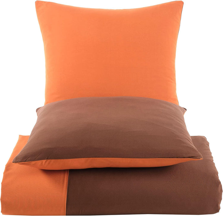 Vency Bettwäsche 155x220 Braun Kupfer - Atmungsaktiv - Renforcé Bettwäsche-Set mit 1x Bettbezug 155x