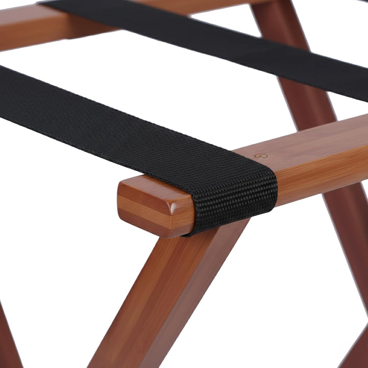 Relaxdays Kofferständer, klappbar, Premium-Bambus, HxBxT: 52x58x37,5 cm, Gepäckständer Gurte, Koffer