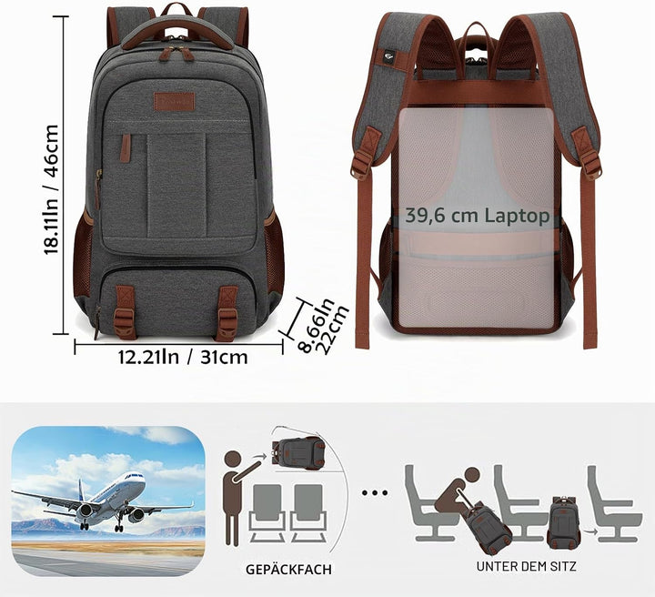 Tzowla Canvas Laptop Rucksack aus Segeltuch,Reise Backpack Tasche Herren und Damen,Arbeit Reiserucks