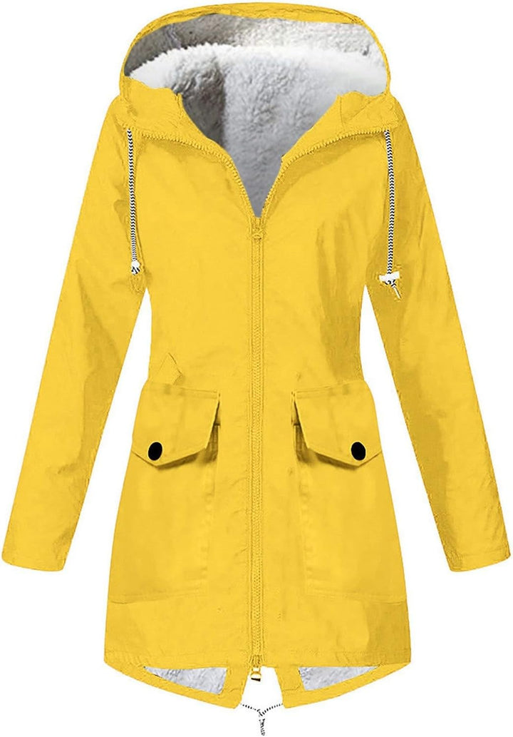 Ansenesna Regenjacke Damen Gefüttert Lang Regenjacke Damen Wasserdicht Atmungsaktiv Mit Kapuze Winte