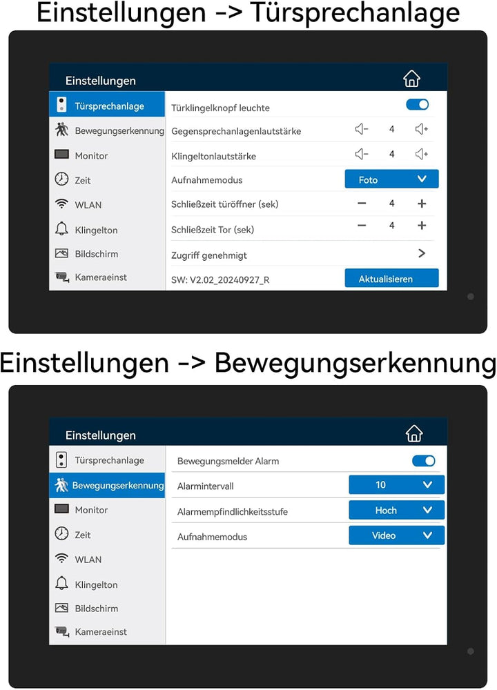 Video-Türsprechanlage mit 7-Zoll-Touchmonitor – NUR kompatibel mit den 1080p-Video-Türklingelkameras