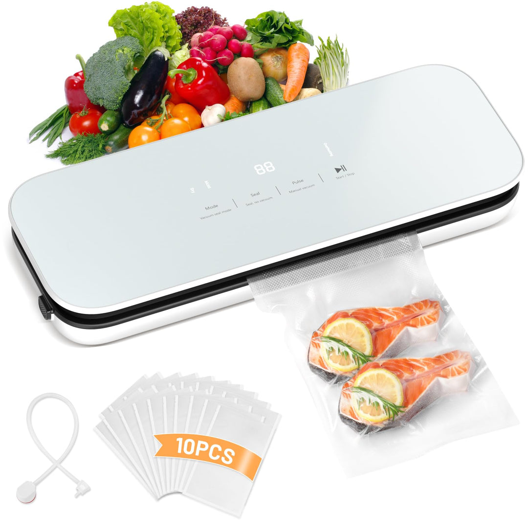Vakuumiergerät 75kpa mit Digitales Display, Glasscheibe Vakuumierer sous vide mit Eingebauter cutter