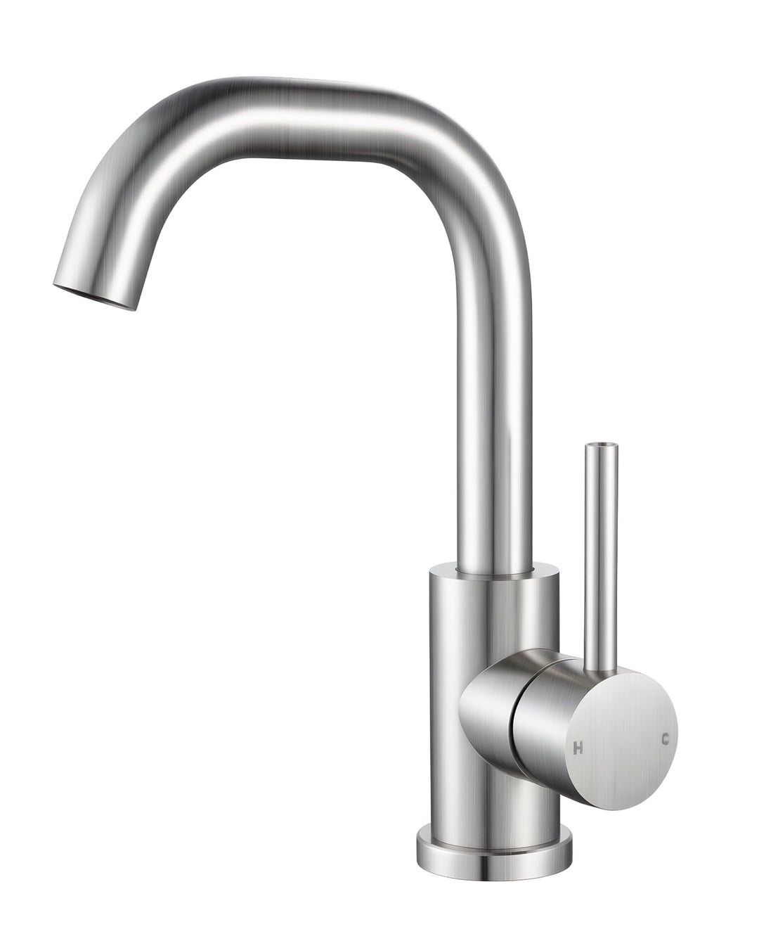 Wasserhahn Bad 360° Drehbar, Edelstahl Waschtischarmatur Armaturen Waschbecken Gebürstet Nickel, Ein