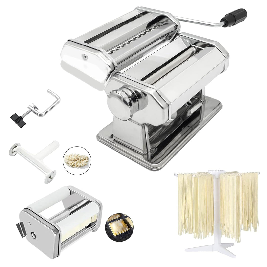 MZTOGR Pasta Maker machine, Set mit 6 Stück 150 mm Stahl Nudelmaschine mit 9 einstellbaren Dickenein