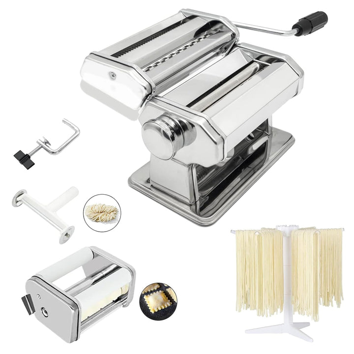 MZTOGR Pasta Maker machine, Set mit 6 Stück 150 mm Stahl Nudelmaschine mit 9 einstellbaren Dickenein