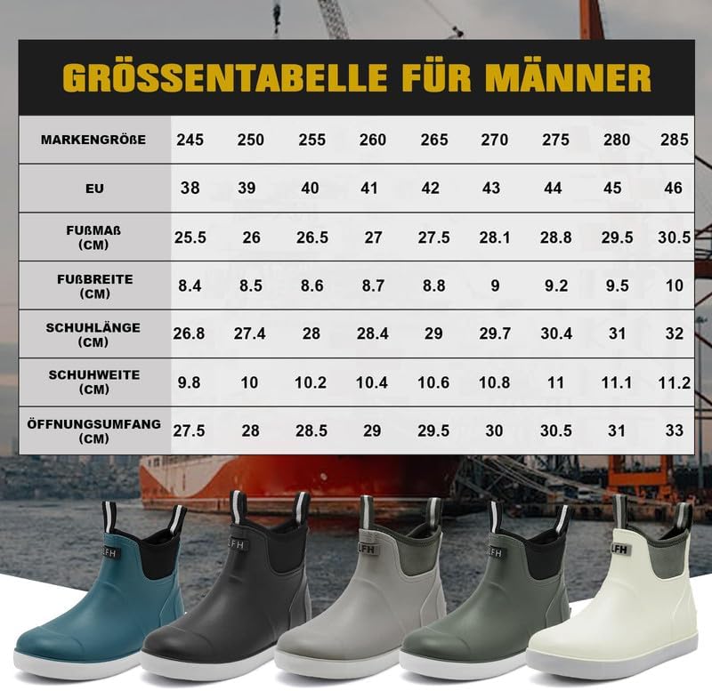 Rumkok Gummistiefel Herren Halbhoch, Grundlegend Wasserdicht Atmungsaktiv Stiefeletten, Anti-Rutsch