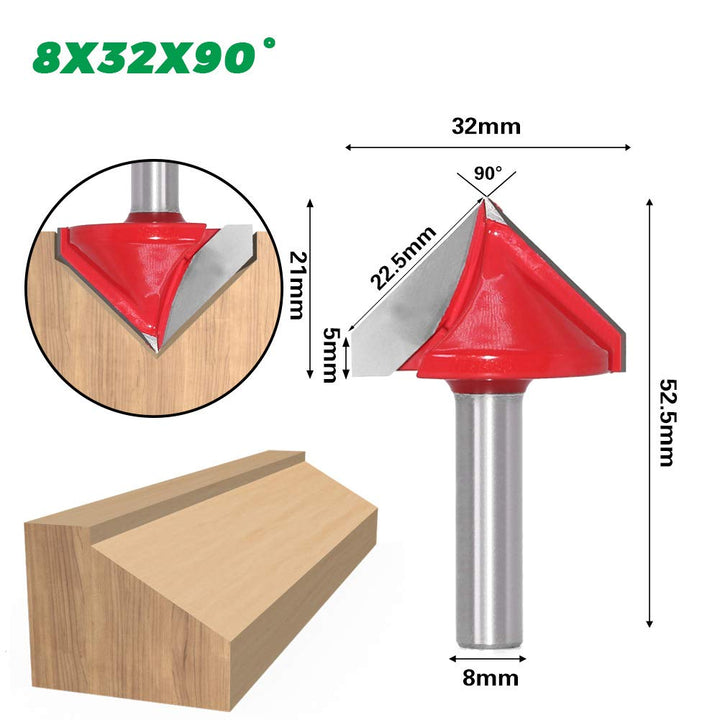 BIGP 6 Stück 8mm Schaft 3D CNC V-nut Formfräsen Holzschneider Fräser Set 60° 90° 120° V Groove Route