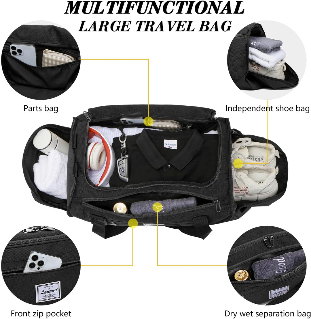 Laripwit Sporttasche Herren, 40L Reisetasche Rucksack Trainingstasche mit Schuhfach & Nassfach, Wass