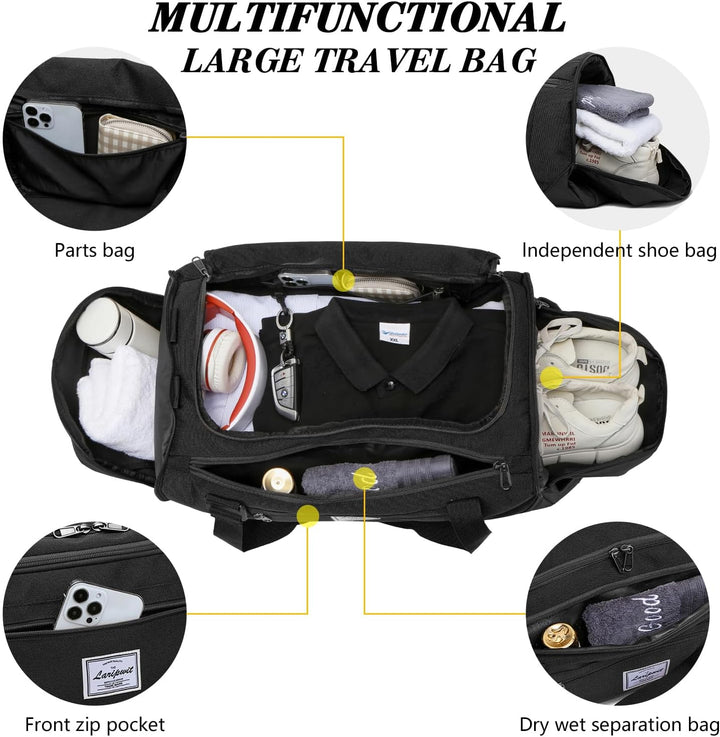 Laripwit Sporttasche Herren, 40L Reisetasche Rucksack Trainingstasche mit Schuhfach & Nassfach, Wass