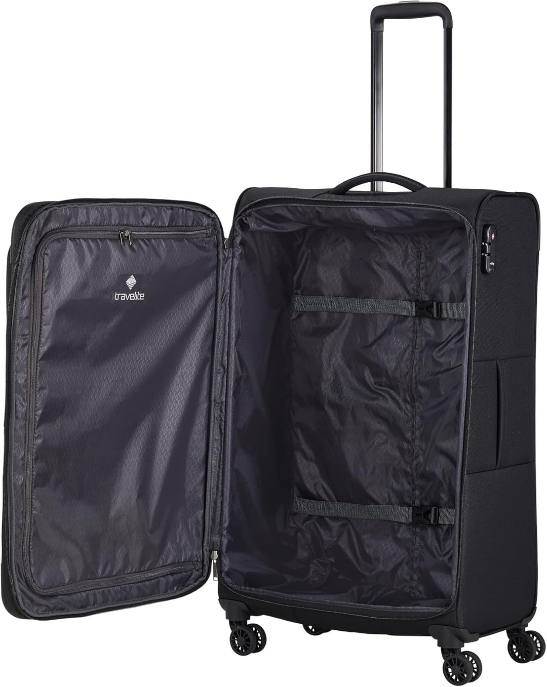 Travelite CHIOS Kofferset mit 4 Rollen Gr. L/M (inkl. Reisetasche + Beautycase) Schwarz, Schwarz