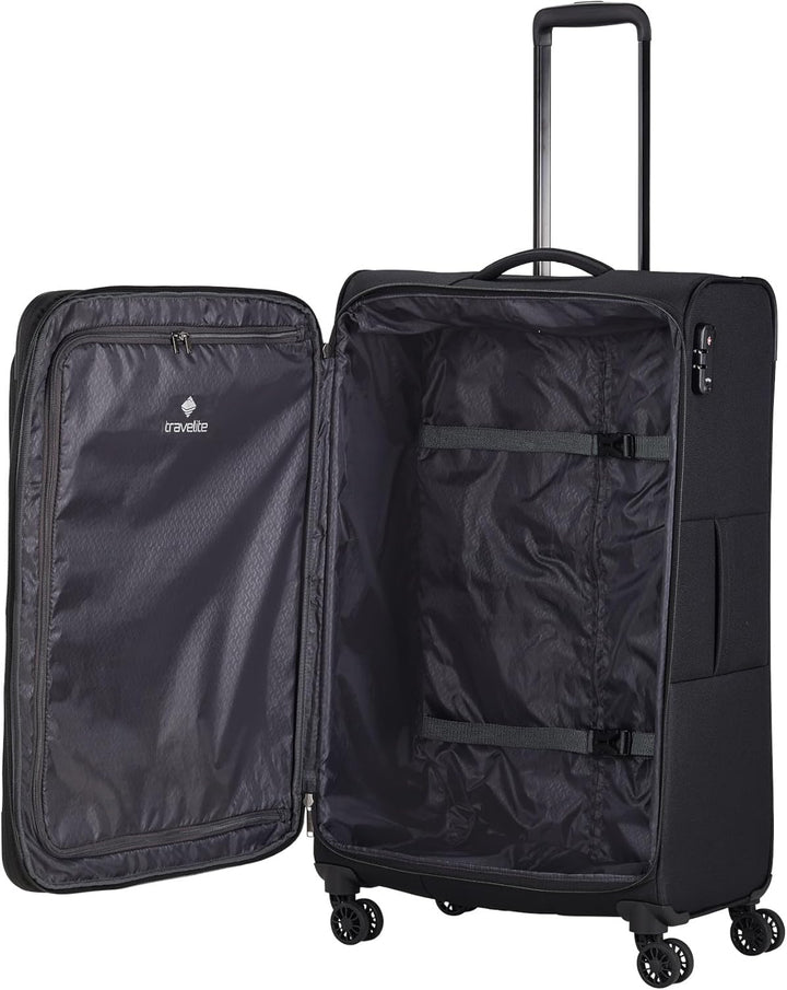 Travelite CHIOS Kofferset mit 4 Rollen Gr. L/M (inkl. Reisetasche + Beautycase) Schwarz, Schwarz