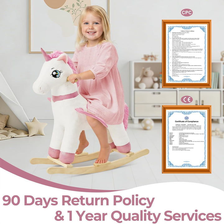 FUNLIO Einhorn-Schaukelpferd für Babys, Regenbogenfee-Einhorn-Schaukelpferd für Kinder 3-7 Jahre, Pl