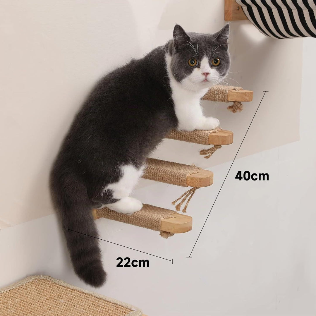 FUKUMARU Kletterwand Katzen, Katzentreppe Wand, Wandliege Katzen, aus Massives Gummiholz, für Katzen