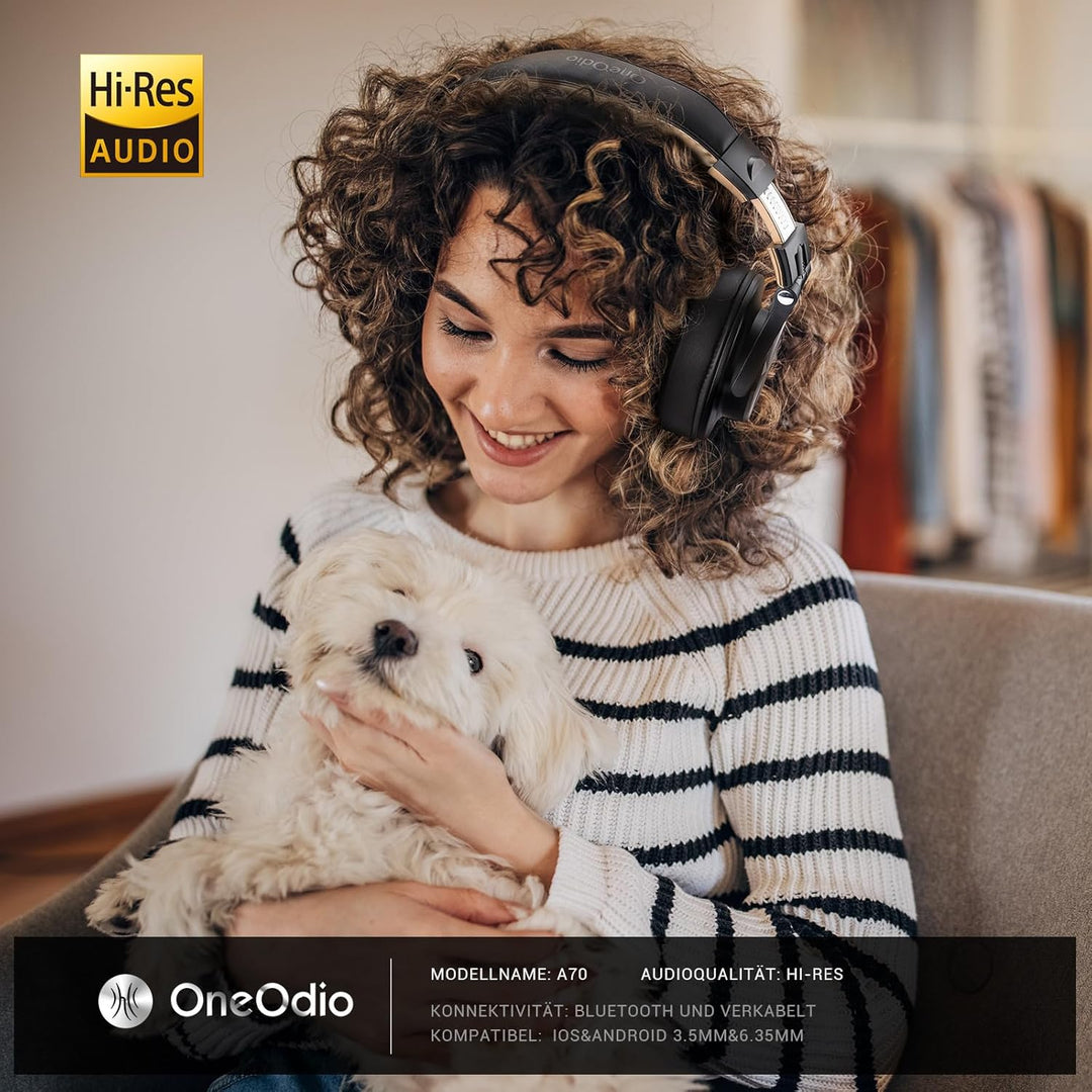 OneOdio Bluetooth Kopfhörer Over Ear, 72 Stdn HiFi Stereo Kopfhörer Kabellos, Wireless Headphones mi
