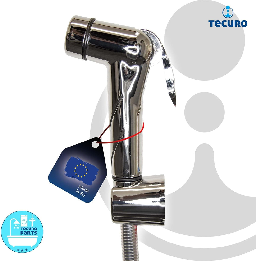 tecuro Bidet WC Handbrause Set SHATTAF, chrom, 1-strahlig, 1,20 m Schlauch und Wandhalter - T1401C,