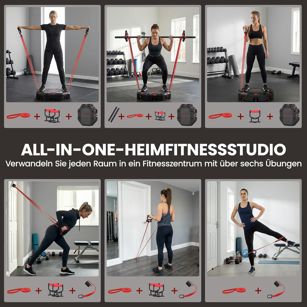 SPORTNOW Liegestützbrett 7-in-1 Verstellbares Push Up Board mit Widerstandsbändern Rollen Türanker,