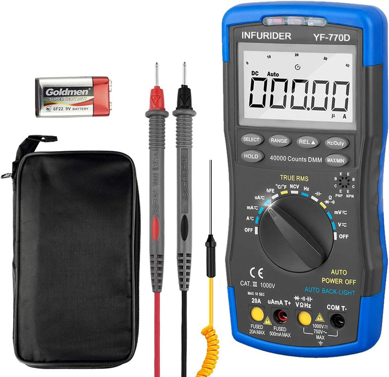 Digital Multimeter,INFURIDER YF-770D Auto Ranging 40000 Counts Spannungsprüfer Strommessgerät für DC