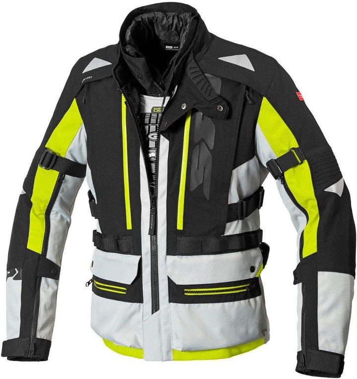 Spidi H2Out Allroad Motorrad Textiljacke (Black/Grey/Yellow,L)