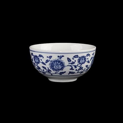 4er Set Porzellan Reisschalen mit Chinalöffel in Kobaldblau"Qing Hua Ci"