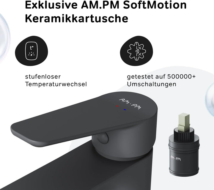 AM.PM Waschtischarmatur mit Klick-Ablaufgarnitur, Wasserhahn Bad mit Auslauf Höhe 193mm, SoftMotion