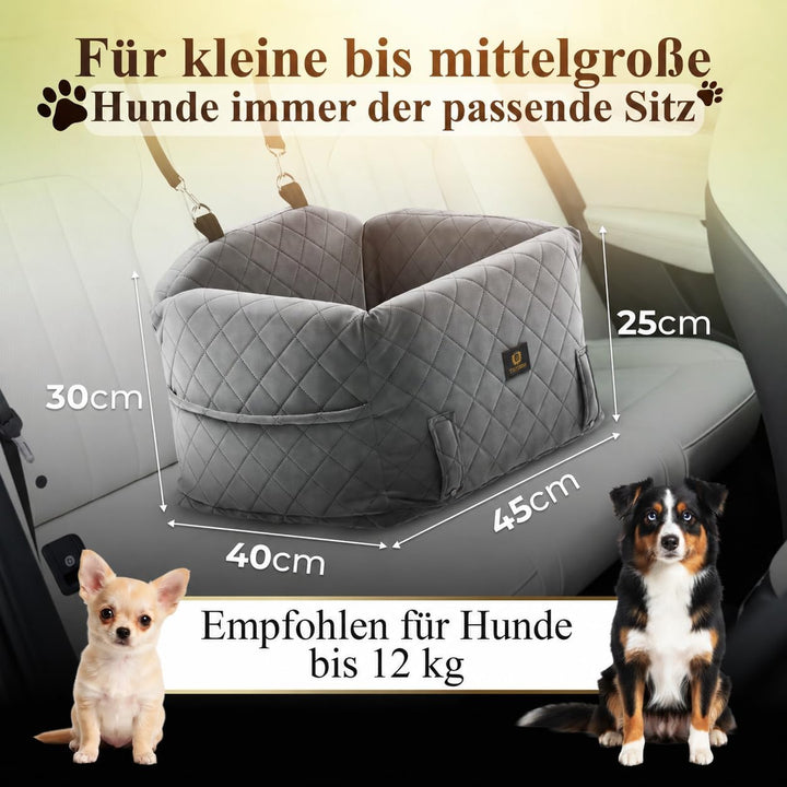 Hunde Autositz für kleine bis mittlere Hunde, Premium Hundesitz Auto waschbar mit Sicherheitsleine,