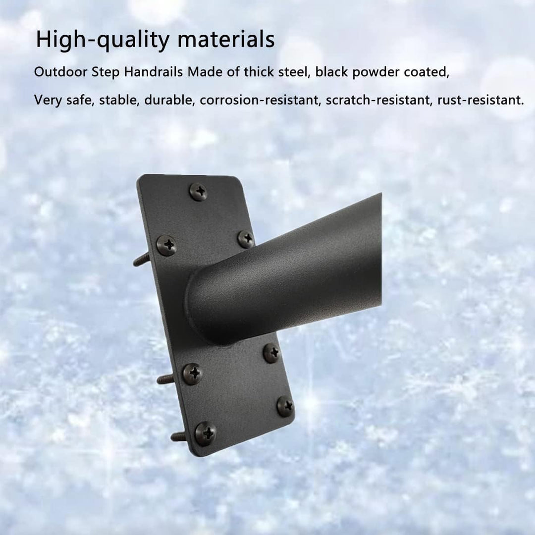 VANROUG 2 Stück Schwarze Übergangshandläufe Handläufe für Outdoor-Stufen, Fit 1 oder 2 Stufen Outdoo