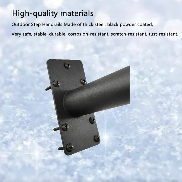 VANROUG 2 Stück Schwarze Übergangshandläufe Handläufe für Outdoor-Stufen, Fit 1 oder 2 Stufen Outdoo
