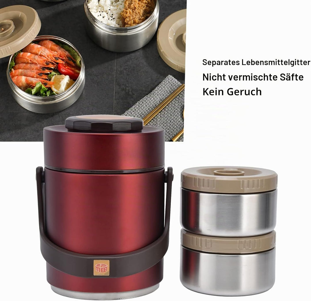 Food Flask 1,5L Edelstahl Essen Thermobehälter Doppelwand Isolierbehälter Warmhaltetopf für Warme Sp