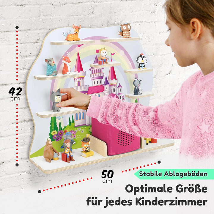 stadtecken Holzregal für Musikbox I Geeignet für die Toniebox und ca. 50 Tonies I Perfekte Tonie Auf